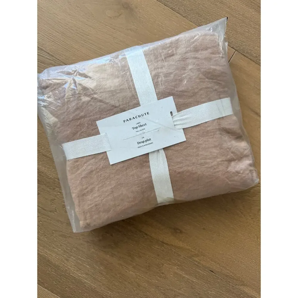 New Parachute Home Queen Linen Top Sheet in Adobe